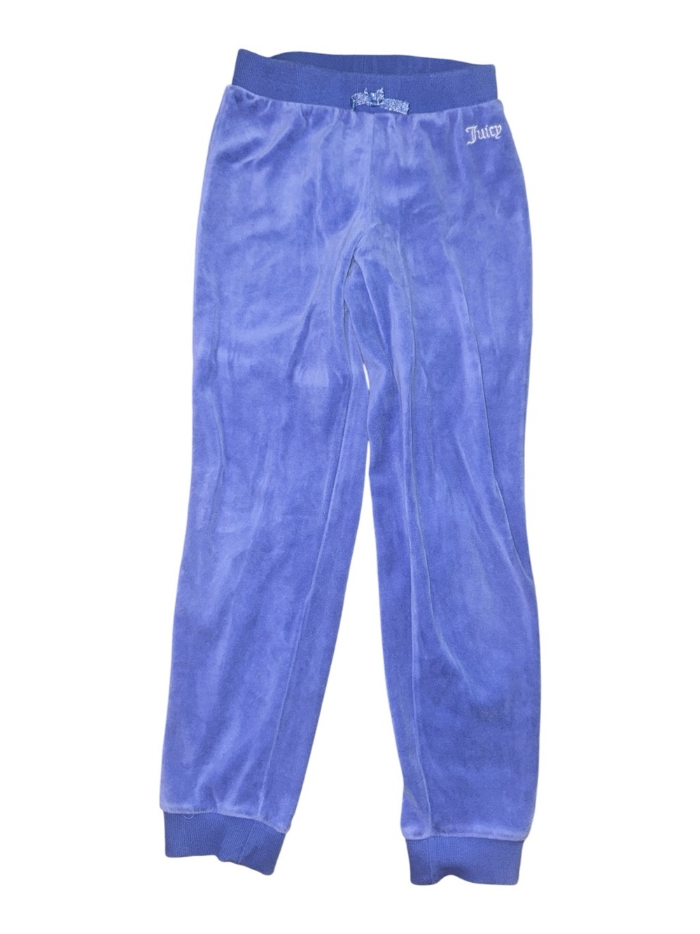 Juicy Couture Girls Plush Joggers in Periwinkle Velour Sweatpants Loungewear